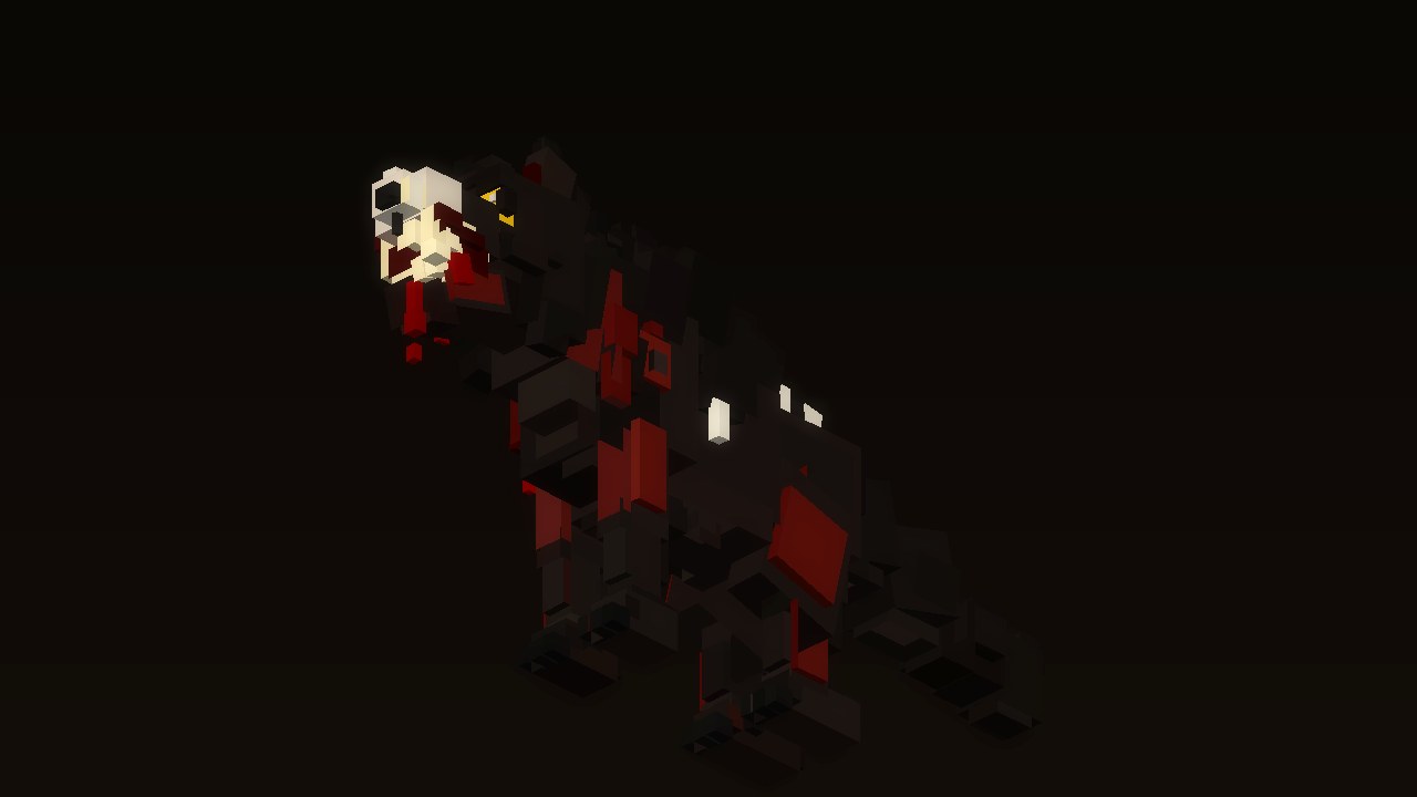 In-game direwolf model from Blockbench